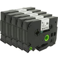 WonderTec 5 Pack Black on White Label Tape Compatible for Brother TZe-221 TZ 221 TZe221 TZe 221 Standard Laminated Label Tape Brother P-Touch 9mm 8m PT1160 PT1130 PT1170 PT1760 PT530 PT1700 PT1750