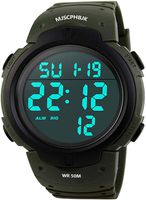MJSCPHBJK Mens Digital Sports Watch, Waterproof LED Screen Large Face Military Watches and Heavy Duty Electronic Simple Army Watch with Alarm, Stopwatch, Luminous Night Light - Black