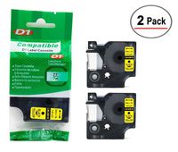 2/Pack LM Tapes - Premium LM43618 1/4" Black on Yellow Compatible Label Maker Tape, Replaces Dymo 43618 D1 Label Tape 6mm