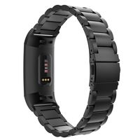 MoKo Compatible Band Replacement for Fitbit Charge 3, Premium Stainless Steel Metal Watch Band Replacement Strap Band Bracelet with Watch Lugs Fit Fitbit Charge 3 - Black