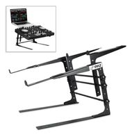 Pyle Portable Dual Laptop Stand - Universal Standing Table with Adjustable Height, Ergonomic Design & Anti-Slip Prongs for DJ Mixer, Sound Equipment, Workstation, Gaming & Home Use - PLPTS38