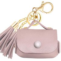 JuQBanke Leather AirPods Pro Case, Protective Cover Compatible for Apple AirPods 3 Wireless Charging Case Headphones EarPods, Ultra-Thin Soft Designer Leather Cover with Keychain Hook, PinkSand