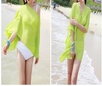 MOM Beach towel summer outdoor leisure long sun shawl Lady snow spinning sun protection clothing,green,Average code