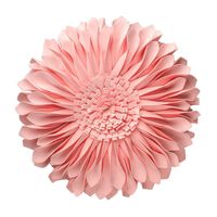 JWH 3D Sunflower Applique Accent Pillow Handmade Cushion Round Decorative Pillowcase Home Bed Living Room Couch Chair Decor Festival Gift 13 Inch / 33 cm Cotton Canvas Solid Suede Pink