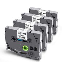 Replace P-Touch Label Tape 12mm .47 Laminated White TZ Tape Compatible with Ptouch Label Maker Machine, Brother P Touch PTD210 PTD600 PTH100 PTD400AD PT-P700, 4 Pack