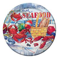 Creative Converting 8 Count Sturdy Style Round Paper Plates, 8.75", Seafood Celebration
