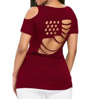 Independence Day Tee - vermers Sleeveless T-Shirt Women Patriotic American Flag Tank Tops Hollow Out Camisole Wine