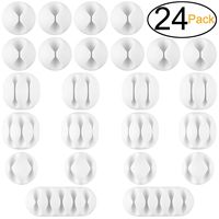 ExcelFu 24 Pieces Cable Clips Self-Adhesive Desk Cable Organizer Cord Management Clips Wire Holder for Cord, Cable and Wire, White