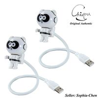 CHIYOU Creative Design Energy Saving Panda Astronaut Spaceman USB LED Night Light Computer Laptop Notebook Mini Keyboard Lamp USB Charging Port Design Flexible Bendable Hose Portable (Black 2pcs)