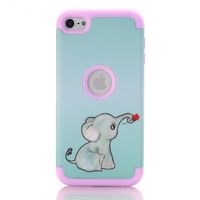 Rosepark iPod Touch 5 case,iPod Touch 6 Case, (TM) [Elephant Pattern] 3 Pieces Style Hybrid Shockproof Hard Case Cover for Apple iPod Touch 5 6th Generation(Pink),with Screen Protector and Stylus