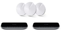 TP-Link Deco M5 Whole Home Mesh WiFi System 3-Pack and 2 TP-Link 8-Port Gigabit Desktop Switches (TL-SG1008D)