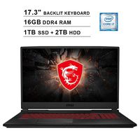 2019 Newest MSI Raider GL75 17.3 Inch FHD 1080p Gaming Laptop (Inter 6-Core i7-9750H up to 4.5GHz, 16GB DDR4 RAM, 1TB SSD (Boot) + 2TB HDD, GeForce GTX 1660 Ti 6GB, Backlit KB, Webcam, Windows 10)