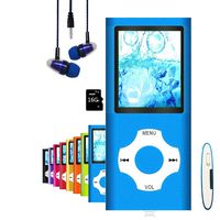 MP3 Player/MP4 Player, Hliwoynes MP3 Music Player with 16GB Memory SD card Slim Classic Digital LCD 1.82'' Screen MINI USB Port with FM Radio, Voice record (16GB-Blue-01-lx)