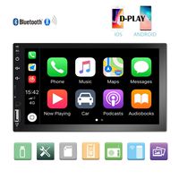 Camecho Double Din Car Stereo 7'' 1080P HD Touch Screen D-Play Universal Car Multimedia Player Support Android and iOS Mirror Link with Bluetooth/FM/USB/AUX/RCA/Rear View Camera Input