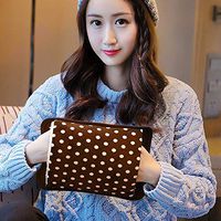 New Electric hot Water Bottle New Electric hot Water Bottle Charging Hand Warmers Warm Treasure Electric Heating Treasure Plush Double Big Wave Point Direct Sales, Big Wave Point Sandalwood Brown