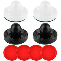 Coopay Air Hockey Pushers and Thicker Air Hockey Pucks, Goal Handles Paddles Replacement Accessories for Game Tables (4 Striker, 4 Puck Pack) (White and Black)
