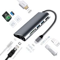USB C Hub Adapter for MacBook, 7 in 1 Type C Hub Adapter PD Power Delivery, 1 Gbps Ethernet Port,4k HDMI,2 USB 3.0 Ports, SD/TF Card Reader (7 in 1 Type c hub)