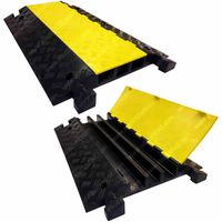 Electriduct 3 Channel Extreme Rubber Cable Protector 2" Diameter Ramp Black Base/Yellow Lid