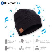 Bluetooth Beanie Hat Winter Warm Soft Knit Hat Cap with Wireless Headphone Headset Stereo Speaker Mic Hands-Free Android Cell Phones for Women Men