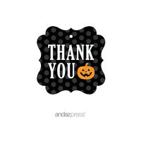 Andaz Press Classic Black and Orange Halloween Party Collection, Thank You Fancy Frame Gift Tags, 24-Pack