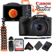 Canon PowerShot SX420 Digital Camera w/ 42x Optical Zoom - Wi-Fi & NFC Enabled + 16 GB Card + Sunshine Bundle