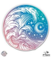 GT Graphics Wave Colorful - 3" Vinyl Sticker - for Car Laptop I-Pad Phone Helmet Hard Hat - Waterproof Decal