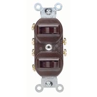 Leviton 5243 15 Amp, 120/277 Volt, Duplex Style Two 3-Way Combination Switch, Commercial Grade, Brown
