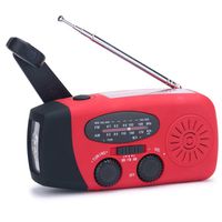 [Upgrade] Tiemahun Emergency Solar Hand Crank Dynamo NOAA WB AM/FM Radio Hurricane Camping Survive Kit with 3-LED Flashlight 1000mAh Power Bank 088FS (Red)