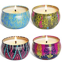 YIH Scented Candles Lavender, Rose, Tea Tree and Peppermint,Natural Soy Wax Portable Travel Tin Candle,Set Gift of 4