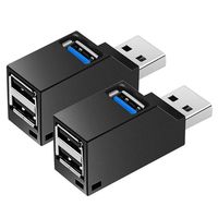 Nicolarisin 2X 3 Port Mini USB 3.0 Hub High Speed Hub Splitter Box Compatible for PC Notebook Laptop
