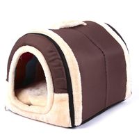 HARESLE Portable Pet House Soft Dog Bed Cat House Washable with Removable Cushion Waterproof Bottom, Brown M