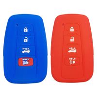 Coolbestda 2Pcs 4 Buttons Key Fob Cover Skin Remote Case Keyless Entry Jacket Shell for 2018 Toyota Camry C-HR Prius HYQ14FBC Red Blue