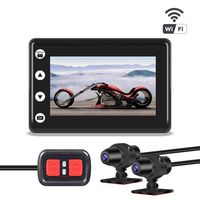 VSYSTO Motorcycle Dash cam Recorder Camera Dual Lens 1080P,Front and Rear with 3" LCD Screen Recording Camera Support Waterproof & WiFi & Controller and Super Night Vision