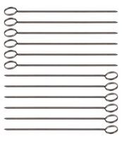 Great Credentials 10-Inch Long Stainless Steel Skewers, Barbecue Skewers, BBQ Skewers, Shish Kebab Kabob Skewers, Ring-Tip Handle, 1-Dozen