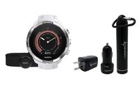 Suunto 9 Baro Durable Multisport GPS Watch with Barometric Altitude and Wearable4U Power Pack Bundle (White with HR Belt)