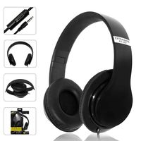 Livoty FE-007 Stereo Headset Extra Bass AUX Wired Headphone Sound Earphone with Mic (Black)