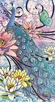 Punch Studio Silver Foil Gem Embellished Long Notepad, Lotus Pond Peacock 66570