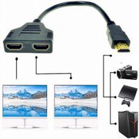 1080P HDMI Male to Dual HDMI Female 1 to 2 Way Splitter Cable Adapter Converter for DVD Players/PS3/HDTV/STB and Most LCD Projectors(Black)