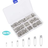 460 PCS Safety Pins, Premium Safety Pins Metal Silver Sewing Pins Set Durable Assorted 7 Sizes 19mm - 54mm for Home Office Use Art Craft Sewing Jewelry Making