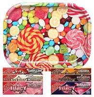 Leaf lock Gear Mini Rolling Tray (Candy) with 6 Different Candy Flavors of Juicy Jay's Rolling Papers 1 1/4-7 Item Bundle