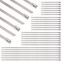 Swpeet 100Pcs 4 Sizes Stainless Steel Exhaust Strap Wrap Coated Locking Cable Zip Ties Perfect for Automotive Parts, Home, Computer Repair - 4", 5.9", 8",11.8"