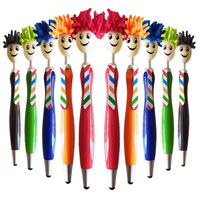 NEWCOMDIGI 10 Pcs Mop Ballpoint Pens, Screen Cleaner Stylus Pens 3-in-1 Stylus Pen Duster for Students Kids and Adults