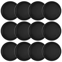 Coopay 12 Pieces Home Air Hockey Pucks 2.5 Inch Heavy Replacement Pucks for Game Tables Equipment Accessories, 13 Grams (Black)