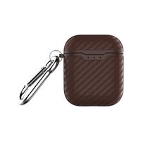 Peigen Earphone Case Headphone Organizer Mini Shockproof,Carbon Fiber Outdoor Earphone Protective Case Cover For Apple Airpods 1th (Brown)