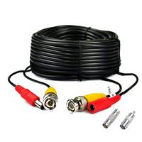 125ft Black Pre-Made All-in-One BNC Male to Male Video and Power Cable Wire Cord with RCA Connector for CCTV Security Camera