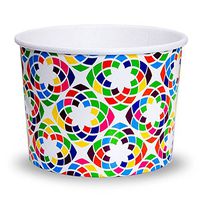 Premium 12 oz Kaleidoscope Paper Ice Cream Cups - Comes In Many Colors & Sizes! Fast Shipping - Frozen Dessert Supplies - Made in USA! 50 Count