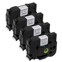 Molshine Compatible Heat Shrink Tube Label Tape, Replacement for Brother HSe241 HSe-241 HS241 HS-241 Black On White 18mm x 1.5m (3/4 inch x 4.9 feet), 4 Pack