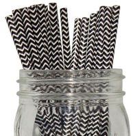 Just Artifacts Chevron Stripe Paper Straw 25pcs Black