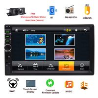 2 Din Car Radio Bluetooth Car MP5 Player Responsive 7 inch Touch Screen Stereo Audio Free Backup Camera Support Steering Wheel Control&EQ Mode AUX Input USB SD Card Input Remote Control