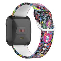 UMTELE Sport Bands Compatible with Fitbit Versa, Soft Silicone Wristbands Fadeless Pattern Printed Replacement Floral Band Compatible for Men and Women-Large,Colorful